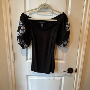 INC International Concepts Embroidered Sleeve Top Size Medium